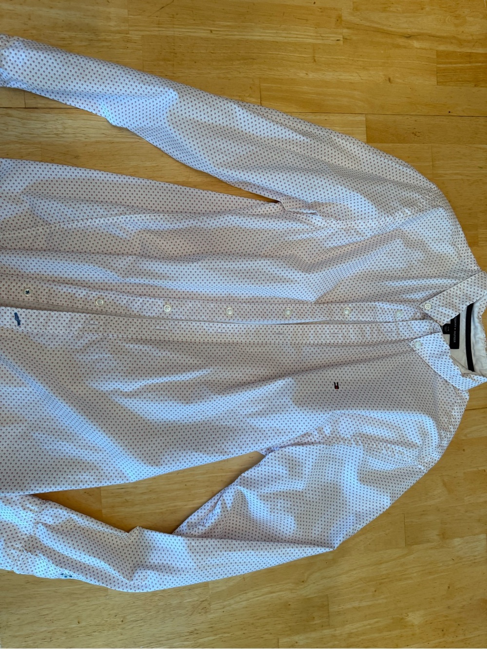 Tommy Hilfiger White Button-Down Shirt with Red Microprint